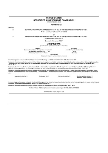 Thumbnail Citigroup 10-Q Quarterly Report FY2025 