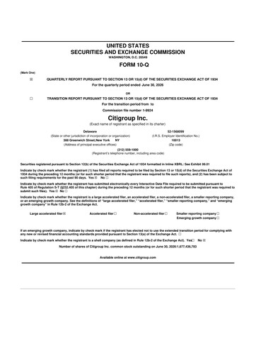 Miniature Citigroup 10-Q Rapport trimestriel 2026 
