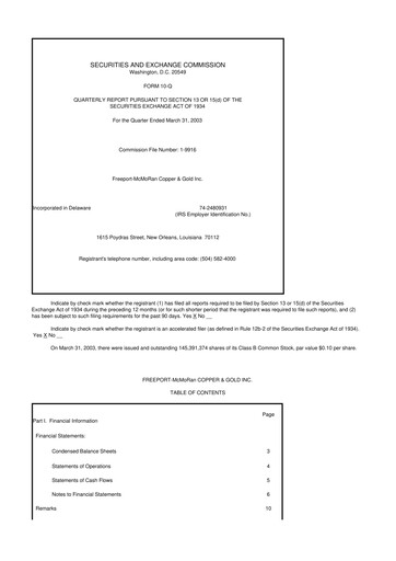 Vorschaubild Freeport-McMoRan 10-Q Quartalsbericht  