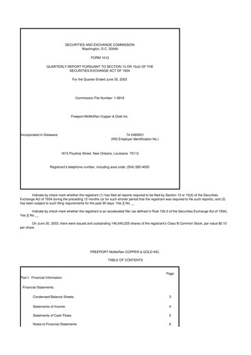 Vorschaubild Freeport-McMoRan 10-Q Quartalsbericht  