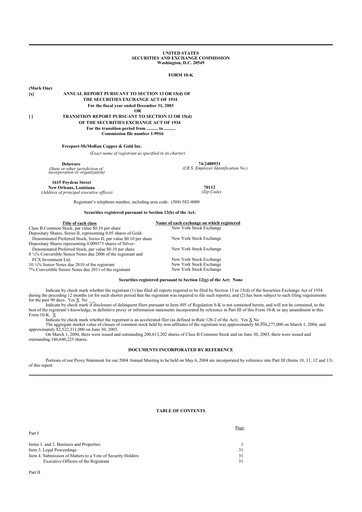 Thumbnail Freeport-McMoRan 10-K Annual Report 