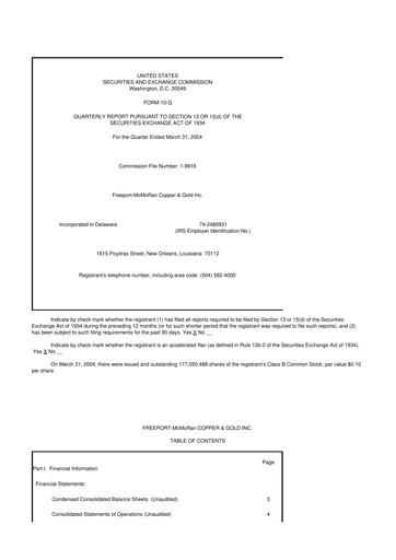 Vorschaubild Freeport-McMoRan 10-Q Quartalsbericht  