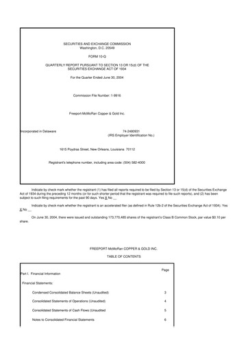 Vorschaubild Freeport-McMoRan 10-Q Quartalsbericht  