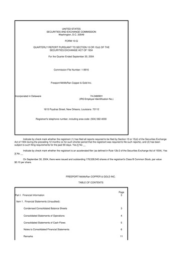 Vorschaubild Freeport-McMoRan 10-Q Quartalsbericht  