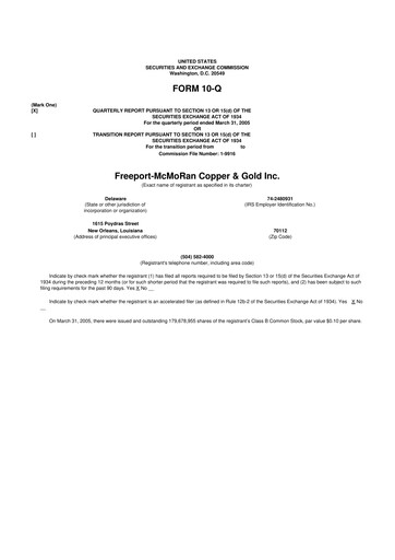 Vorschaubild Freeport-McMoRan 10-Q Quartalsbericht  