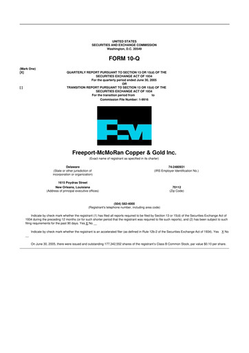 Vorschaubild Freeport-McMoRan 10-Q Quartalsbericht  