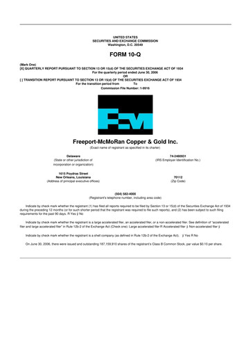 Vorschaubild Freeport-McMoRan 10-Q Quartalsbericht  