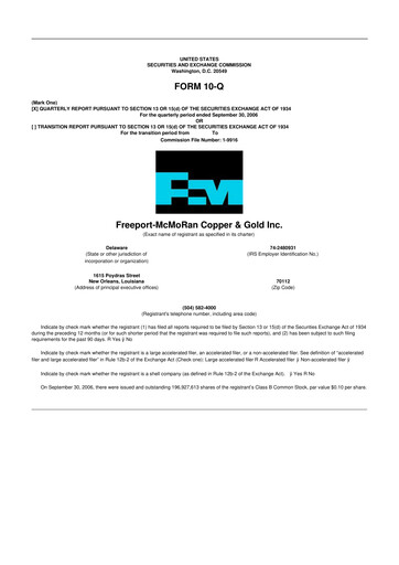 Vorschaubild Freeport-McMoRan 10-Q Quartalsbericht  