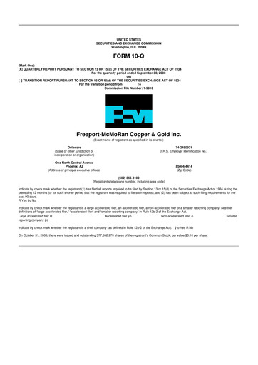 Vorschaubild Freeport-McMoRan 10-Q Quartalsbericht  