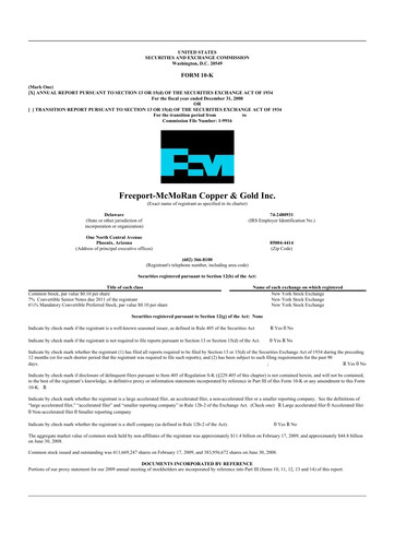 Thumbnail Freeport-McMoRan 10-K Annual Report 