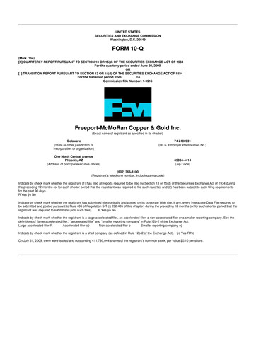Vorschaubild Freeport-McMoRan 10-Q Quartalsbericht  