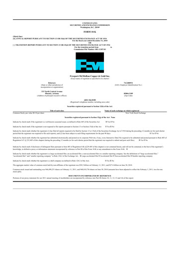 Thumbnail Freeport-McMoRan 10-K Annual Report 2010