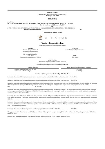 Thumbnail Stratus Properties 10-K Annual Report 