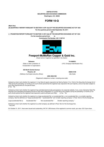 Vorschaubild Freeport-McMoRan 10-Q Quartalsbericht 2011 