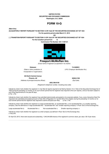 Vorschaubild Freeport-McMoRan 10-Q Quartalsbericht 2015 