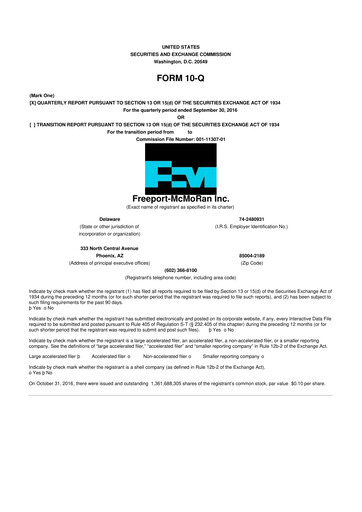 Vorschaubild Freeport-McMoRan 10-Q Quartalsbericht 2016 