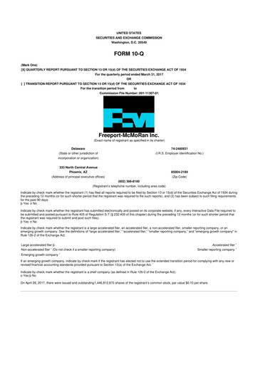 Vorschaubild Freeport-McMoRan 10-Q Quartalsbericht 2017 