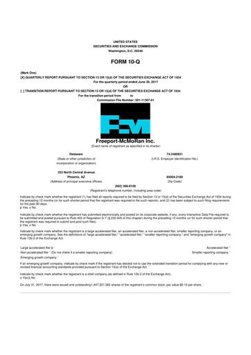 Vorschaubild Freeport-McMoRan 10-Q Quartalsbericht 2017 