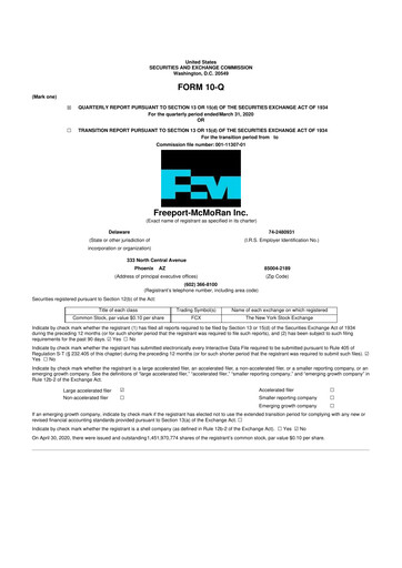 Vorschaubild Freeport-McMoRan 10-Q Quartalsbericht 2020 