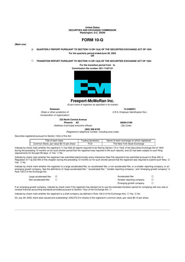 Vorschaubild Freeport-McMoRan 10-Q Quartalsbericht 2022 