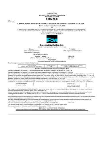 Thumbnail Freeport-McMoRan 10-K Annual Report 2023