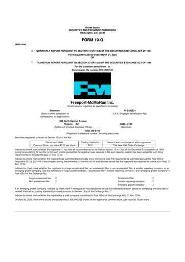 Vorschaubild Freeport-McMoRan 10-Q Quartalsbericht 2025 