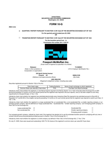 Vorschaubild Freeport-McMoRan 10-Q Quartalsbericht 2025 