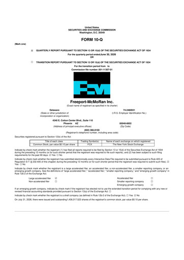 Vorschaubild Freeport-McMoRan 10-Q Quartalsbericht 2026 