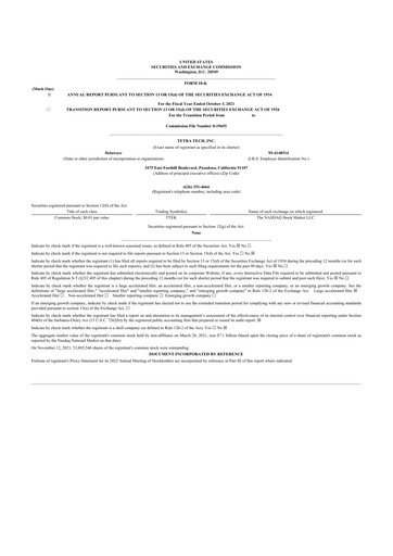 Thumbnail Tetra Tech
 10-K Annual Report 2021