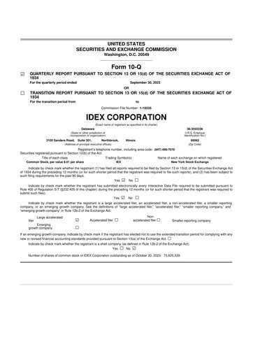 Miniature IDEX 10-Q Rapport trimestriel 2023 