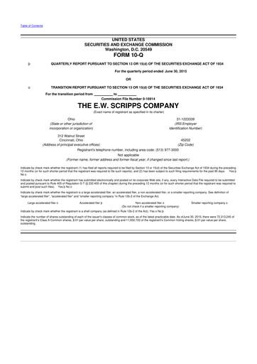 Thumbnail E. W. Scripps Company
 10-Q Quarterly Report FY2015 