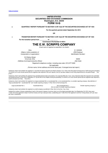 Thumbnail E. W. Scripps Company
 10-Q Quarterly Report FY2015 
