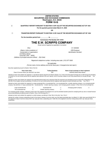 Thumbnail E. W. Scripps Company
 10-Q Quarterly Report FY2020 