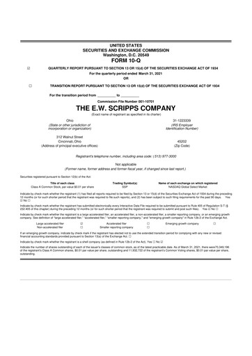 Thumbnail E. W. Scripps Company
 10-Q Quarterly Report FY2021 