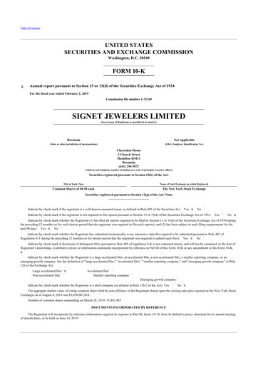 Thumbnail Signet Jewelers
 10-K Annual Report 2019