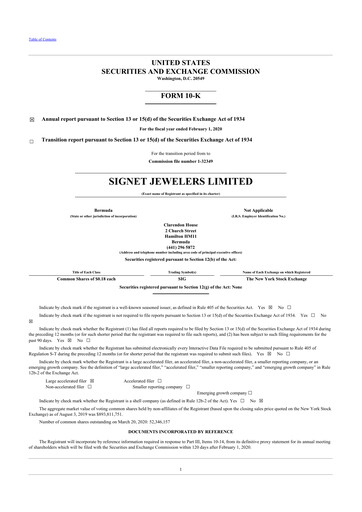 Thumbnail Signet Jewelers
 10-K Annual Report 2020