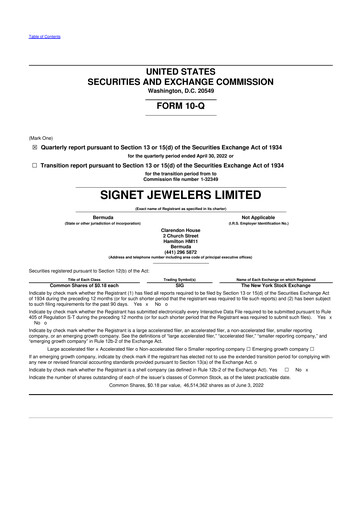 Thumbnail Signet Jewelers
 10-Q Quarterly Report FY2023 
