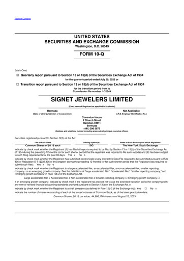 Thumbnail Signet Jewelers
 10-Q Quarterly Report FY2024 