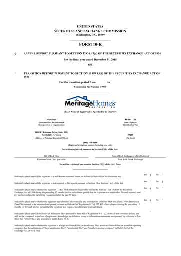 Thumbnail Meritage Homes 10-K Annual Report 2015