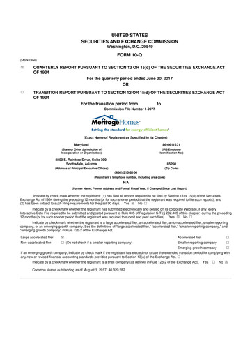 Thumbnail Meritage Homes 10-Q Quarterly Report FY2017 