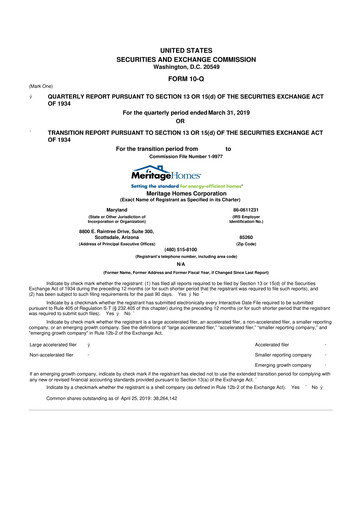 Thumbnail Meritage Homes 10-Q Quarterly Report FY2019 