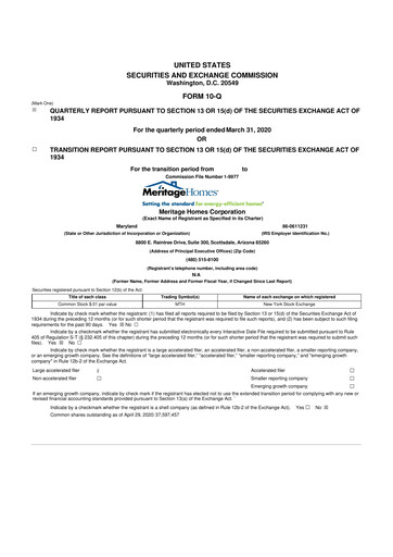 Thumbnail Meritage Homes 10-Q Quarterly Report FY2020 