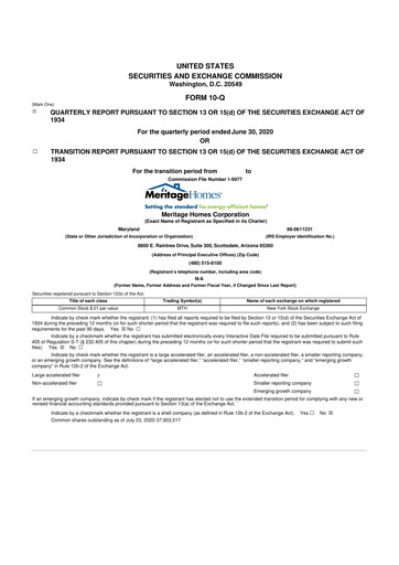 Thumbnail Meritage Homes 10-Q Quarterly Report FY2020 