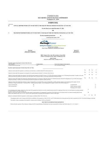 Thumbnail Meritage Homes 10-K Annual Report 2021