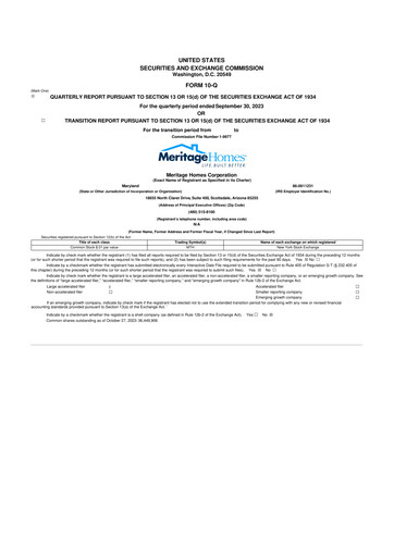 Thumbnail Meritage Homes 10-Q Quarterly Report FY2023 