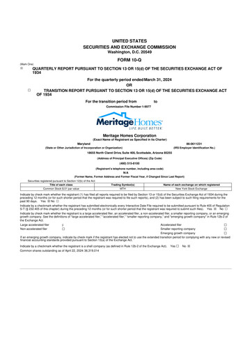 Thumbnail Meritage Homes 10-Q Quarterly Report FY2024 