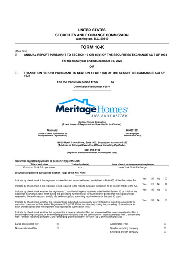 Thumbnail Meritage Homes 10-K Annual Report 2025