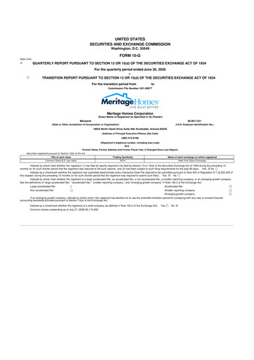 Vorschaubild Meritage Homes 10-Q Quartalsbericht 2026 
