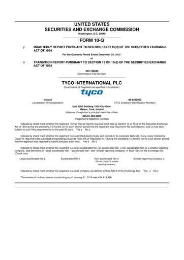 Miniature Johnson Controls
 10-Q Rapport trimestriel 2016 