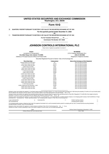 Miniature Johnson Controls
 10-Q Rapport trimestriel  